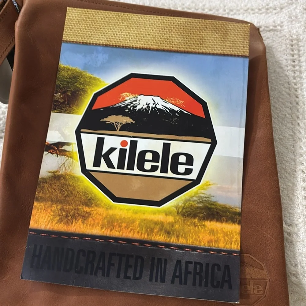 Kilele Hide Envelope Brown and Tan‎ Leather Messenger Crossbody Bag NWT